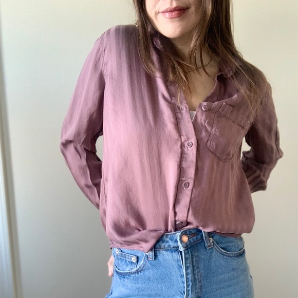 Cloth & Stone Purple Button up Anthropology - Picture 8 of 15